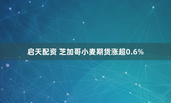 启天配资 芝加哥小麦期货涨超0.6%